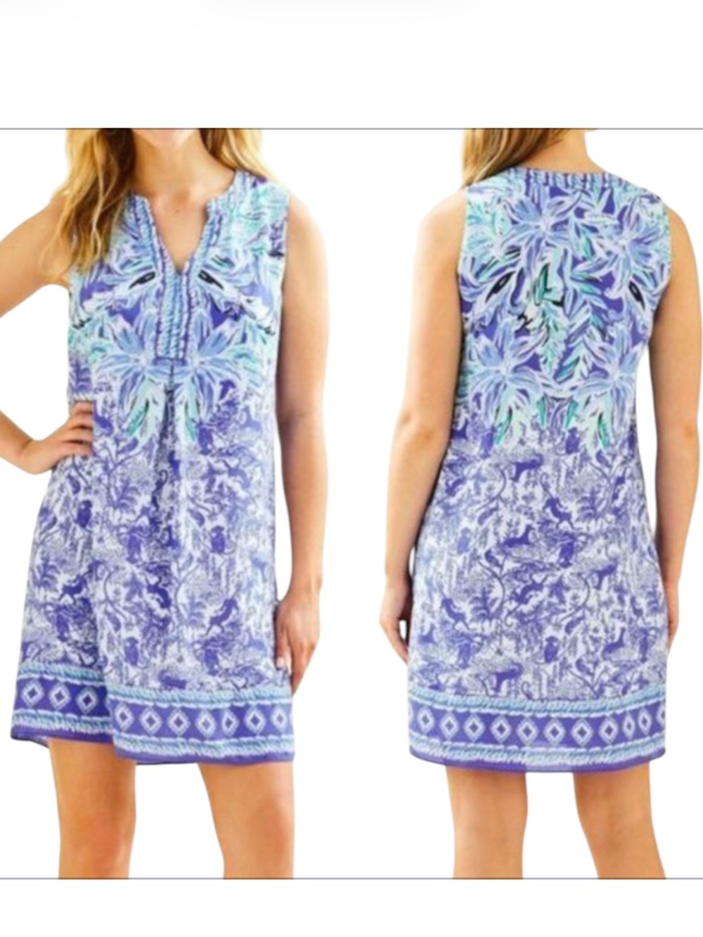 Lily Pulitzer Evah Shift Dress In High Tide Navy Ready Set Gecko Size S